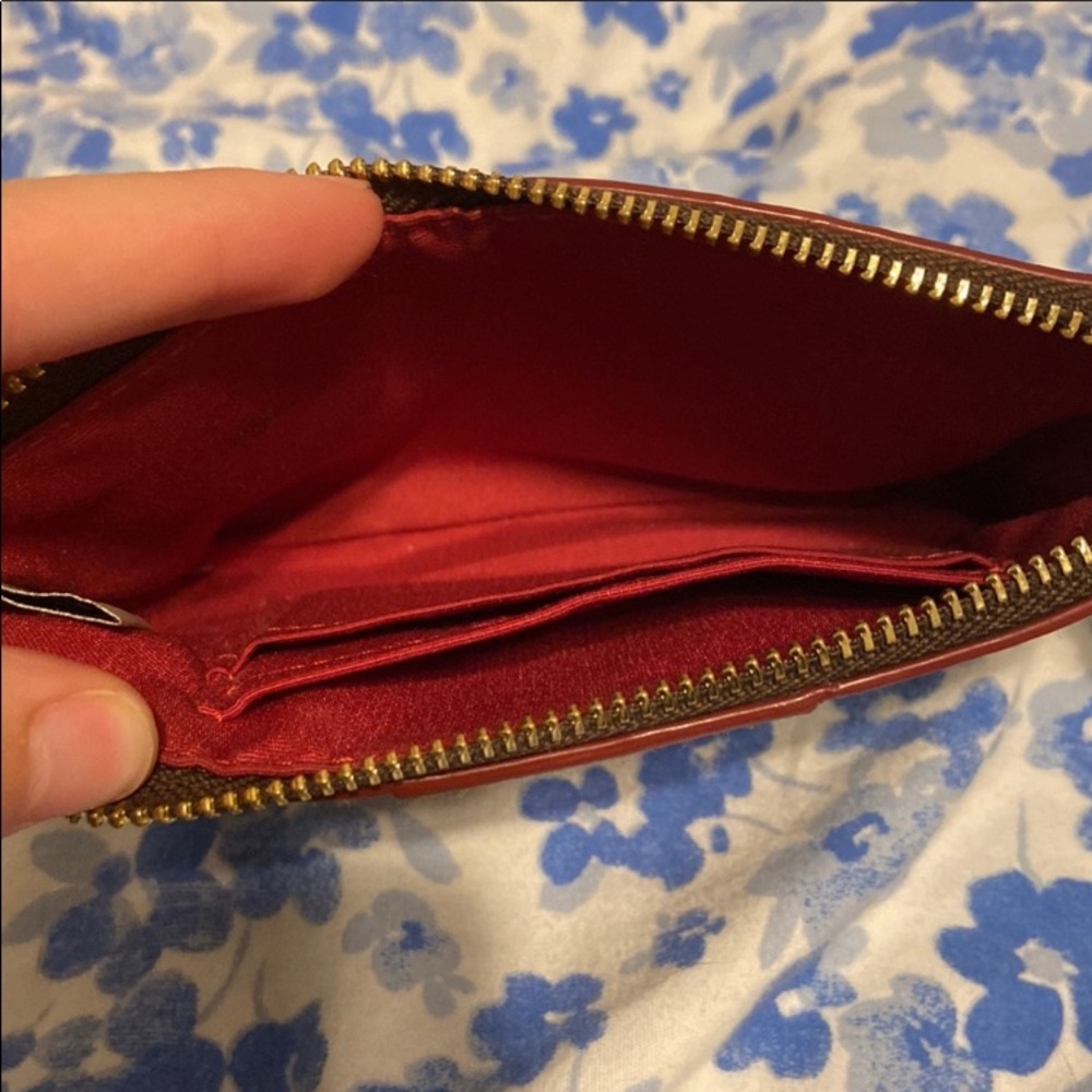 Coach Zip Wristlet with red strap - Picture 7 of 9